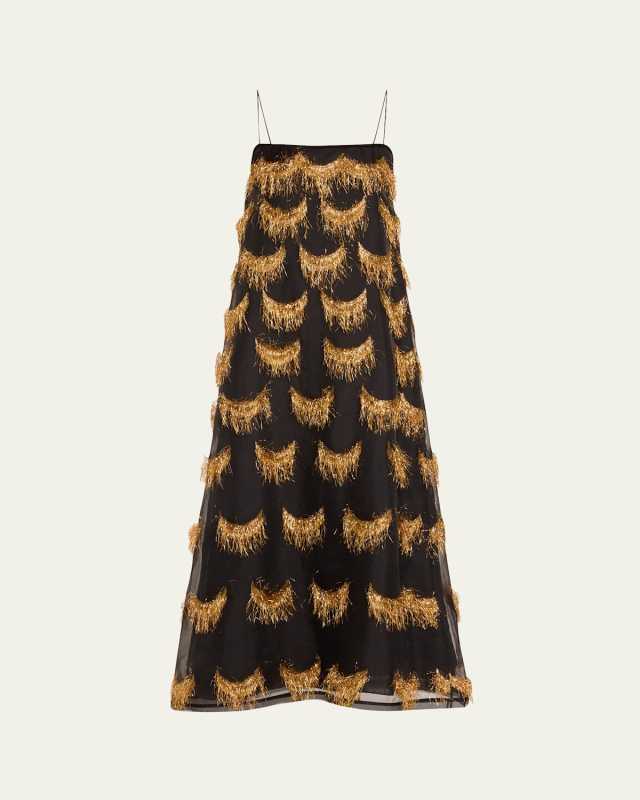 Orianne Metallic Fringe Dress